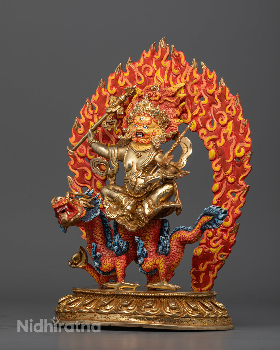 White Dzambhala Statue | 24K Gold Plated Tibetan Artcraft