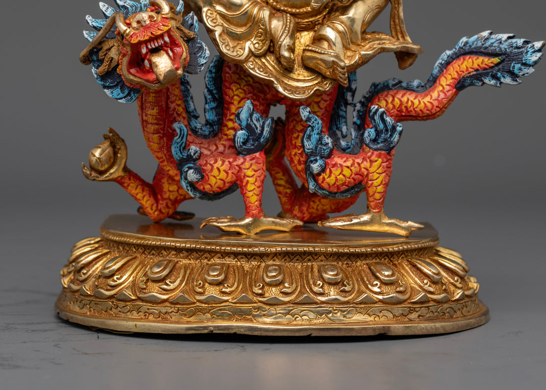 White Dzambhala Statue | 24K Gold Plated Tibetan Artcraft