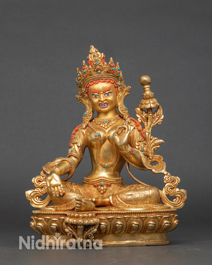 Dugkarmo White Umbrella Tara protective gold statue Buddhist deity