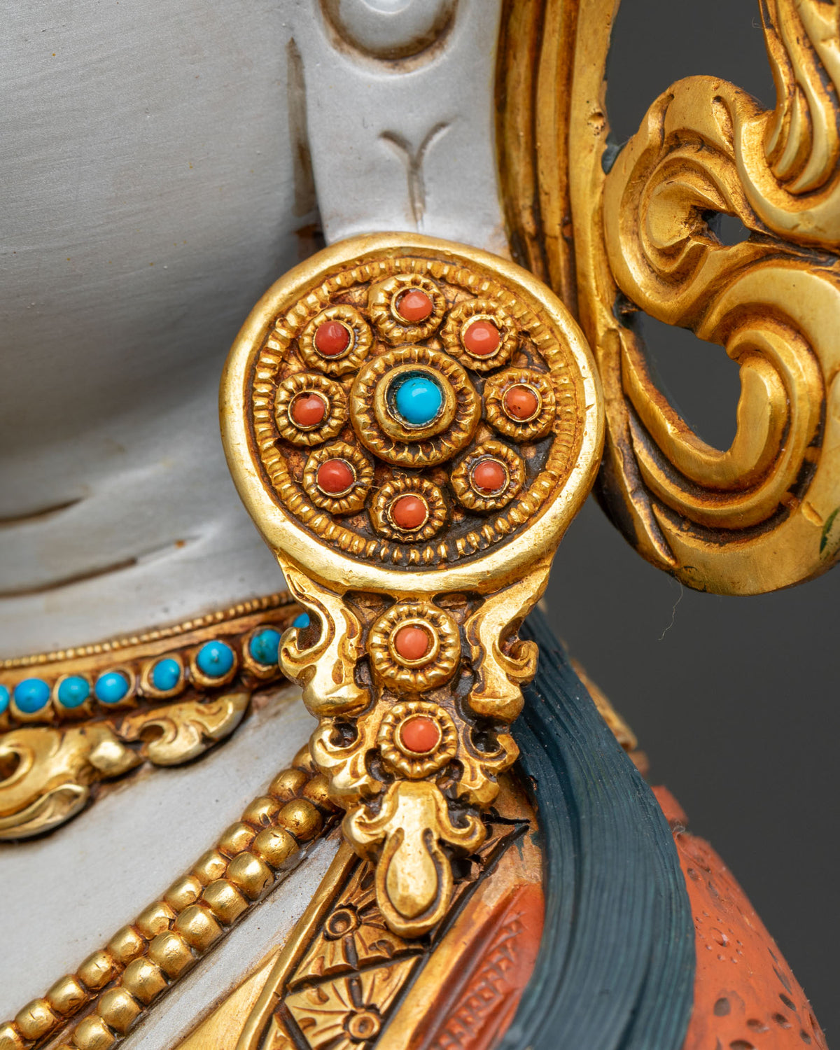 Hand-Painted Dukkar Statue from Nepal | Goddess of The White Parasol