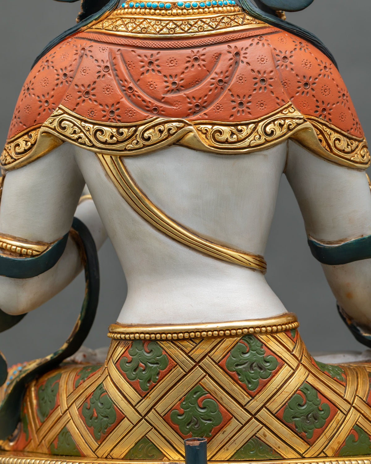 Hand-Painted Dukkar Statue from Nepal | Goddess of The White Parasol