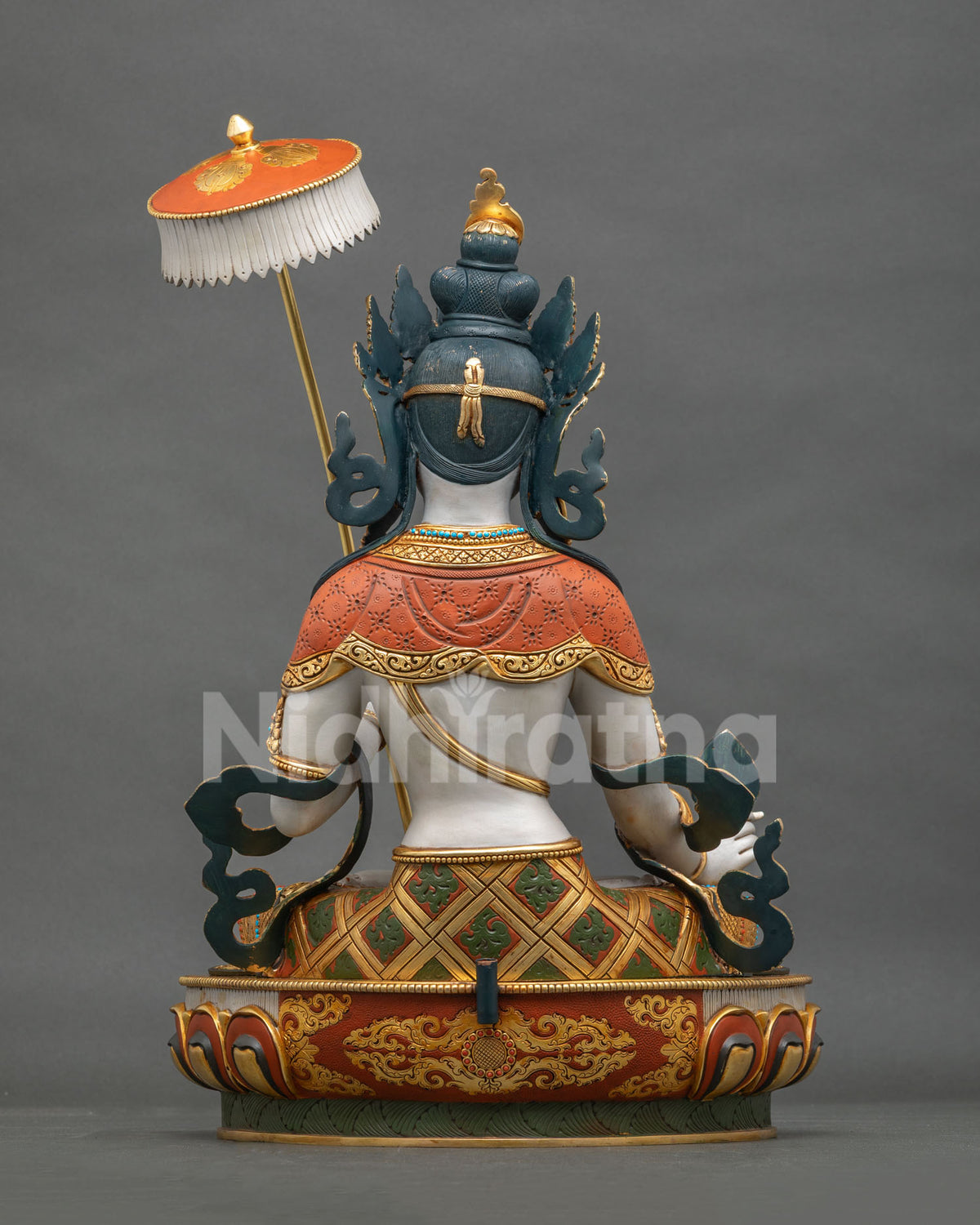 Hand-Painted Dukkar Statue from Nepal | Goddess of The White Parasol
