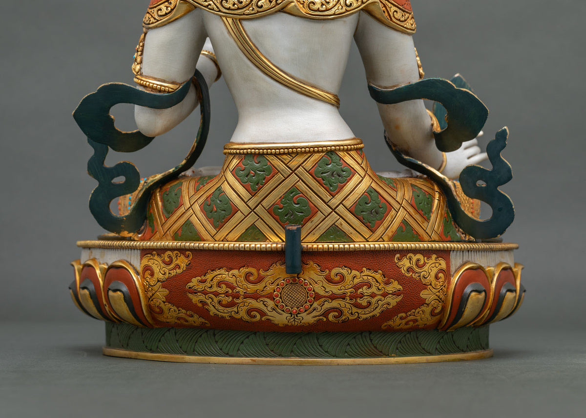 Hand-Painted Dukkar Statue from Nepal | Goddess of The White Parasol