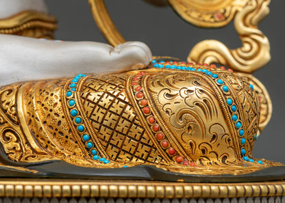 Hand-Painted Dukkar Statue from Nepal | Goddess of The White Parasol