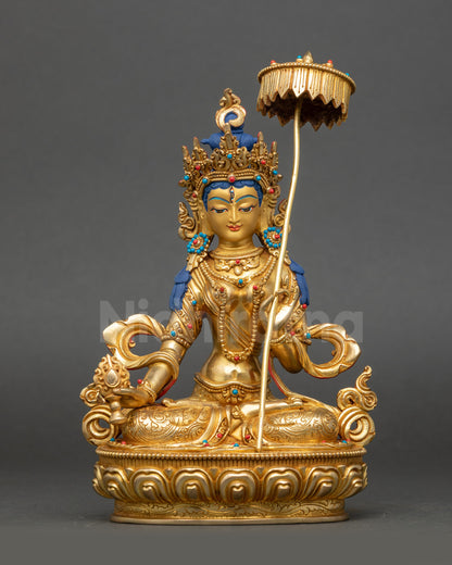 Dukar Dakini Statue handmade in Nepal with 24K gold gilding and turquoise coral