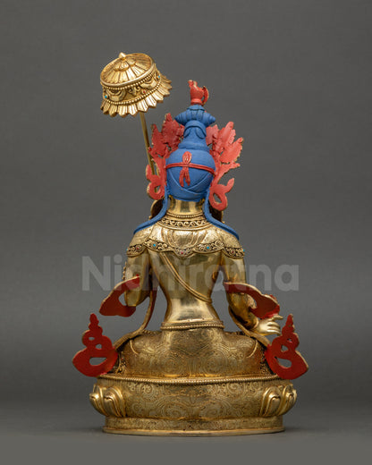 Dukar Statue Handcrafted Nepalese Copper Gold-Gilded Back View