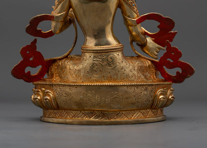 24K Gold-Gilded Dukar Statue | White Umbrella Goddess of Tibet