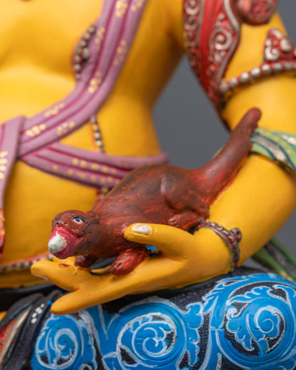 Yellow-Coloured Dzambhala Sculpture | Spiritual Wealth Guardian