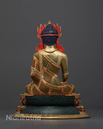 Crowned Shakyamuni Buddha Statue | Traditional Himalayan Art