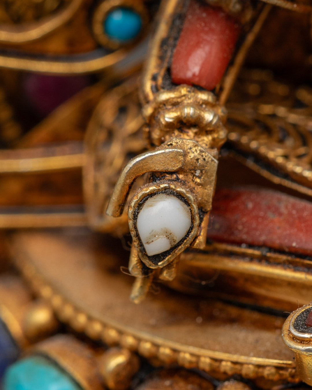 Red Stone Body of Dzambhala Statue