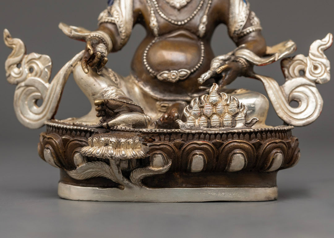 Dzambhala Statue in Copper with Silver Finish