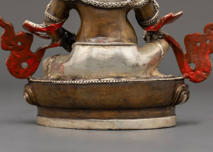 Dzambhala Statue in Copper with Silver Finish