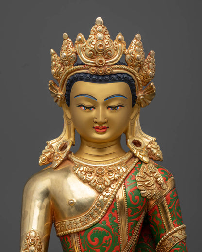 Crowned Shakyamuni Buddha Statue | Traditional Himalayan Art