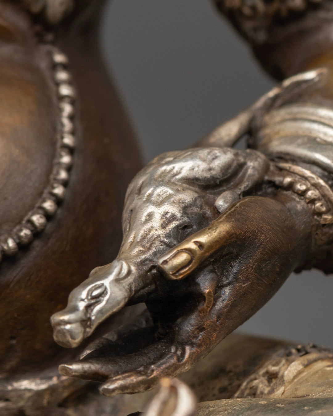 Dzambhala Statue in Copper with Silver Finish