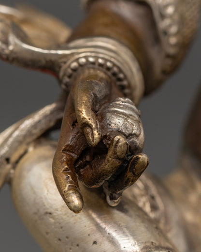 Dzambhala Statue in Copper with Silver Finish