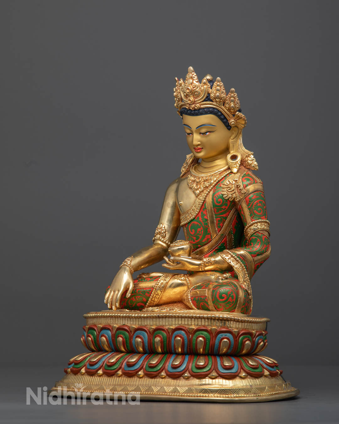 Crowned Shakyamuni Buddha Statue | Traditional Himalayan Art