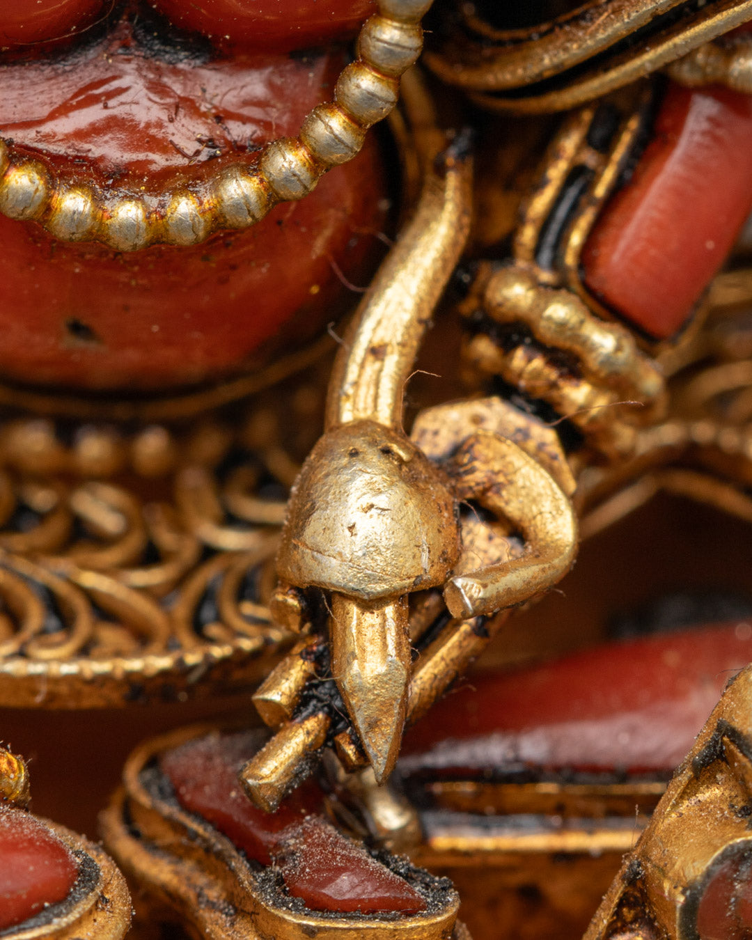 Red Stone Body of Dzambhala Statue