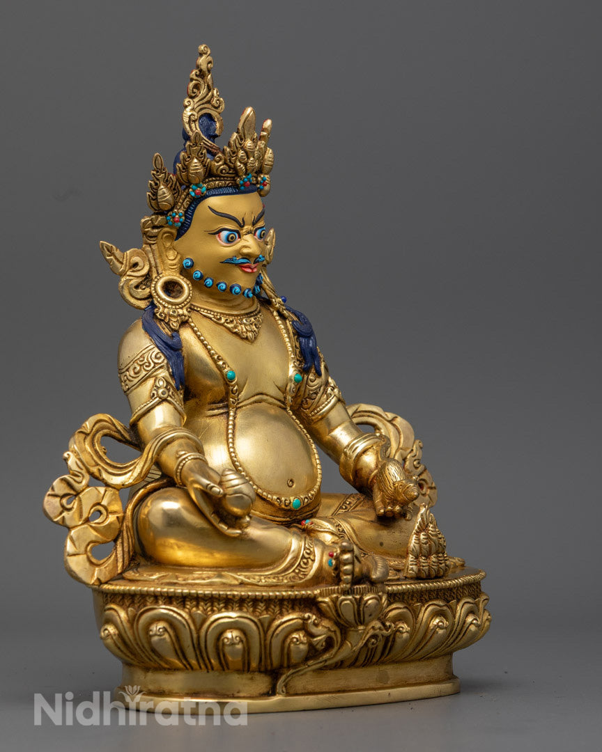 Dzambhala Statue | 24K Gold Gilded Tibetan Buddhist Deity