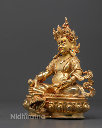 Gold-Gilded Dzambhala Statue | Handmade Buddhist Wealth Deity