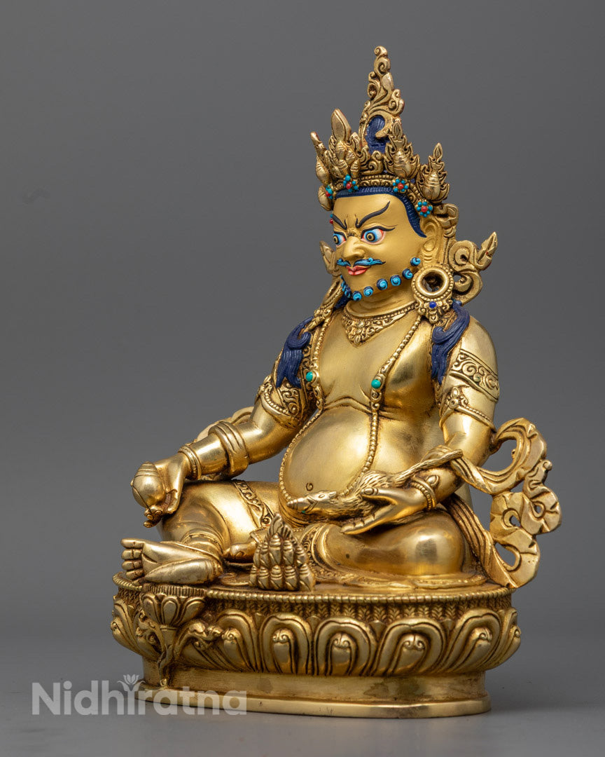 Dzambhala Statue | 24K Gold Gilded Tibetan Buddhist Deity