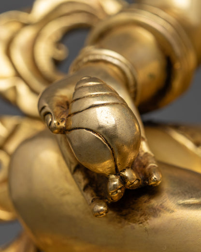 Dzambhala Statue | 24K Gold Gilded Tibetan Buddhist Deity