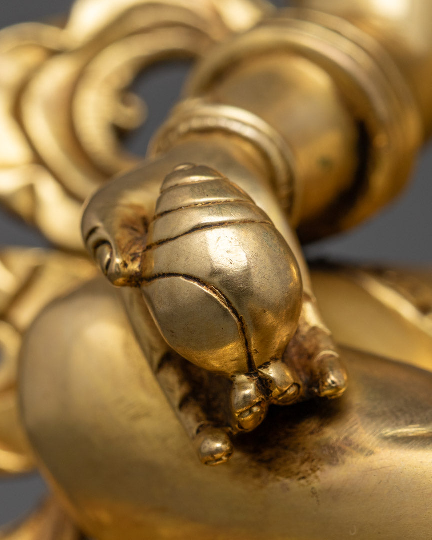 Dzambhala Statue | 24K Gold Gilded Tibetan Buddhist Deity
