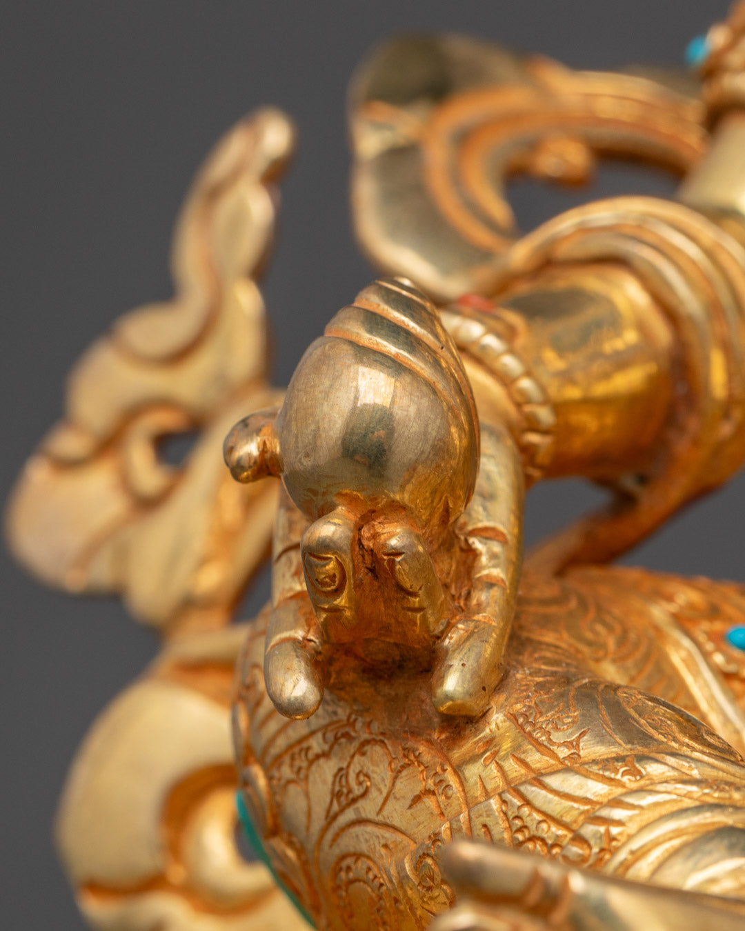 Sacred Dzambhala Statue Holding a Mongoose