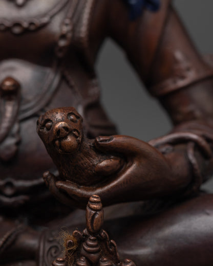 Oxidized Dzambhala Statue | Machine-Crafted Tibetan Wealth God