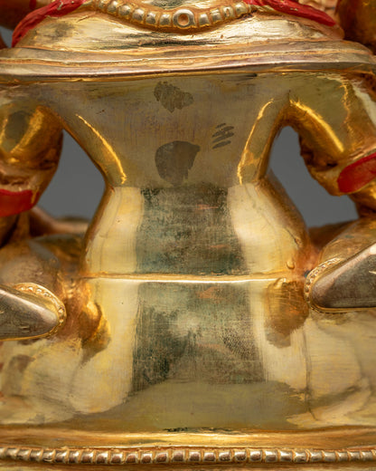 Red Dzambhala with Consort Statue | Buddhist Wealth & Prosperity Deity