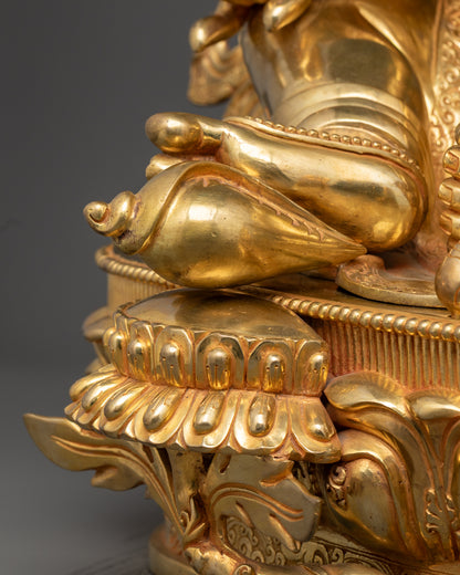 Tibetan Dzambhala Statue | Handmade Gold-Gilded Blessing Deity