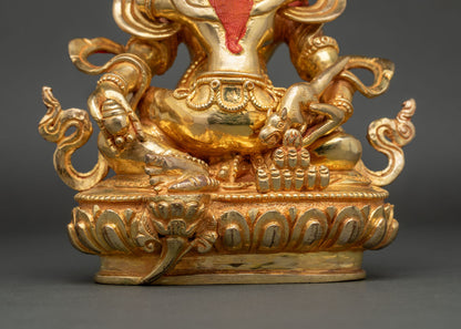 Red Dzambhala with Consort Statue | Buddhist Wealth & Prosperity Deity