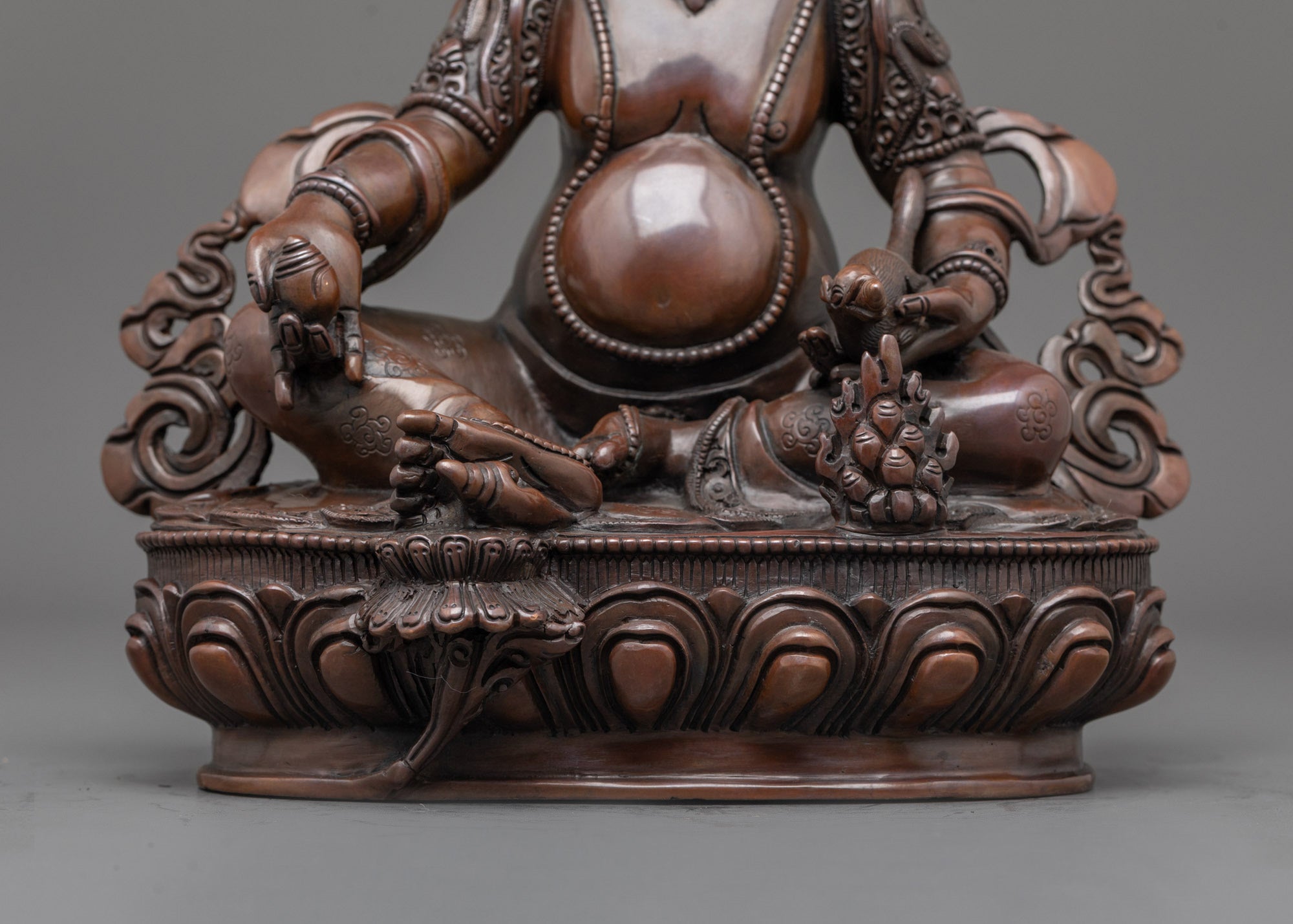 Traditional Oxidized Dzambhala Statue | Tibetan Wealth Deity Art