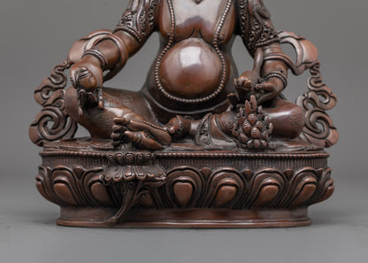 Traditional Oxidized Dzambhala Statue | Tibetan Wealth Deity Art