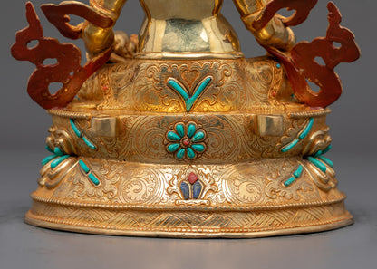 Sacred Dzambhala Statue Holding a Mongoose