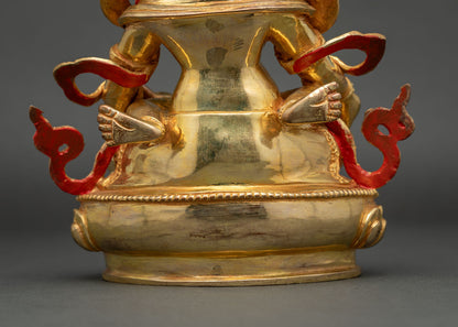 Red Dzambhala with Consort Statue | Buddhist Wealth & Prosperity Deity