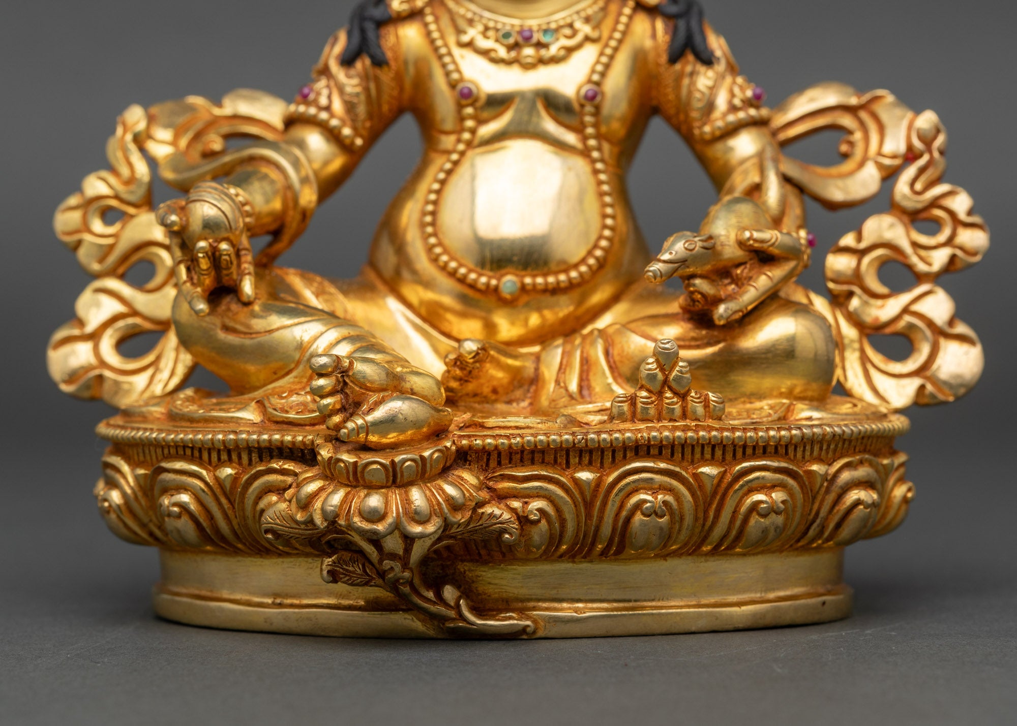 Yellow Jambhala Sculpture | Divine Wealth Figure for Home Altar