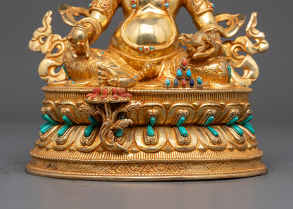 Sacred Dzambhala Statue Holding a Mongoose