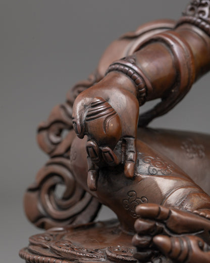 Traditional Oxidized Dzambhala Statue | Tibetan Wealth Deity Art