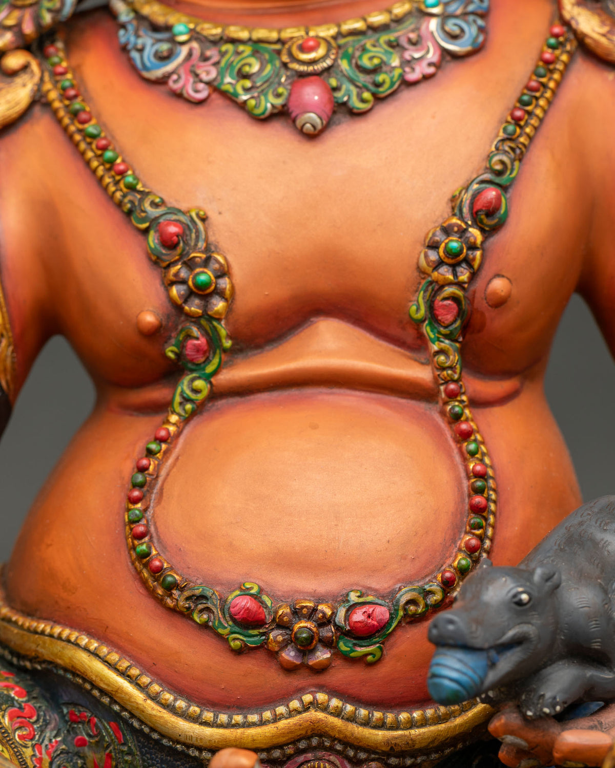 Colorful Yellow Dzambhala Copper Statue | Manifest Wealth & Prosperity