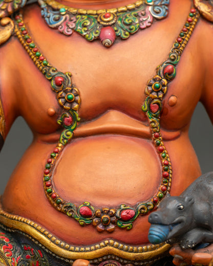 Colorful Yellow Dzambhala Copper Statue | Manifest Wealth & Prosperity