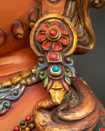 Colorful Yellow Dzambhala Copper Statue | Manifest Wealth & Prosperity