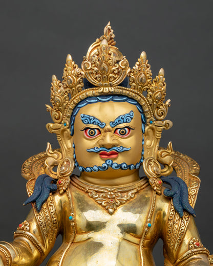 Enthroned Yellow Dzambhala Statue | 24K Gold Fire-Gilded Figurine