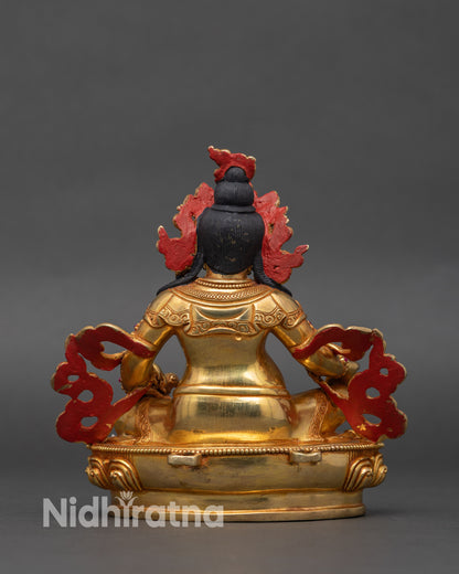 Yellow Jambhala Sculpture | Divine Wealth Figure for Home Altar
