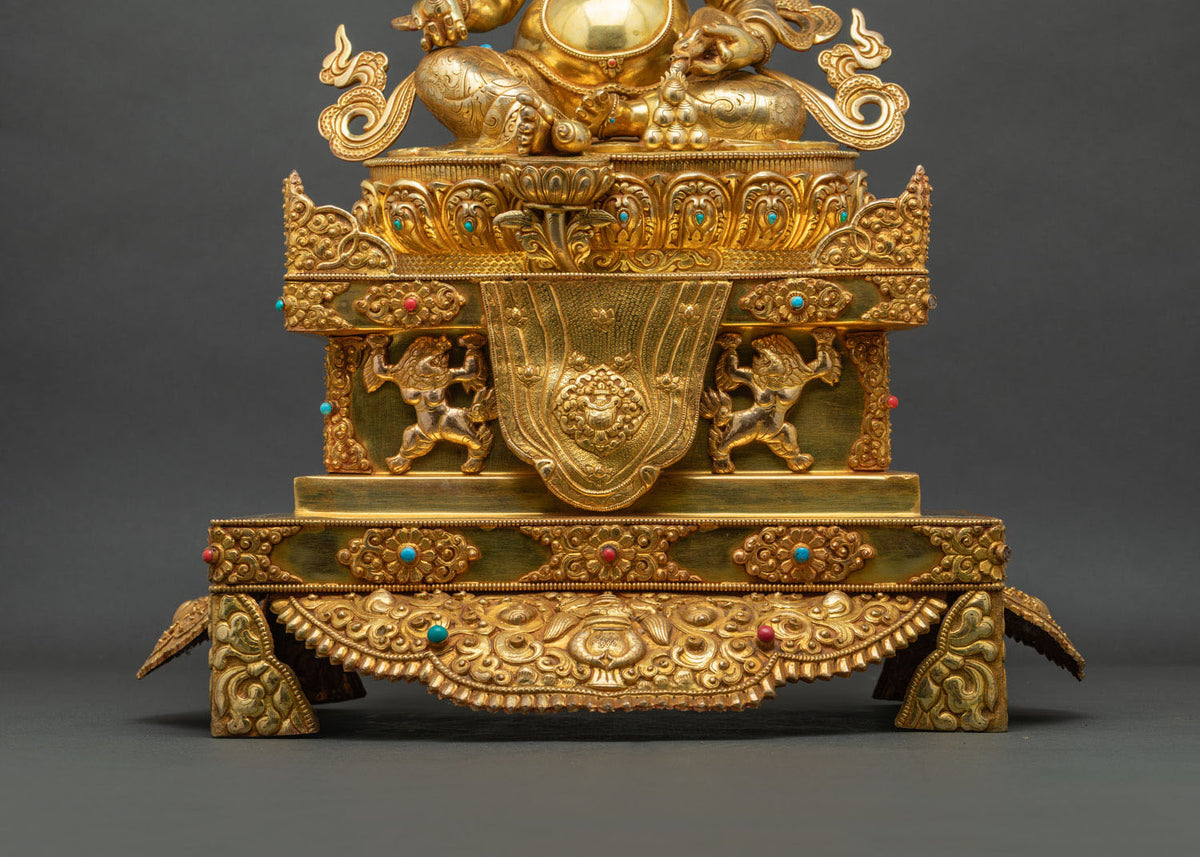 Enthroned Yellow Dzambhala Statue | 24K Gold Fire-Gilded Figurine
