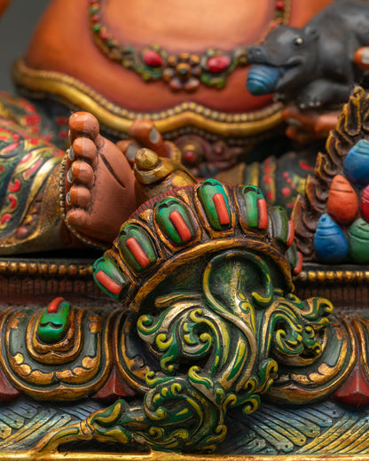 Colorful Yellow Dzambhala Copper Statue | Manifest Wealth & Prosperity