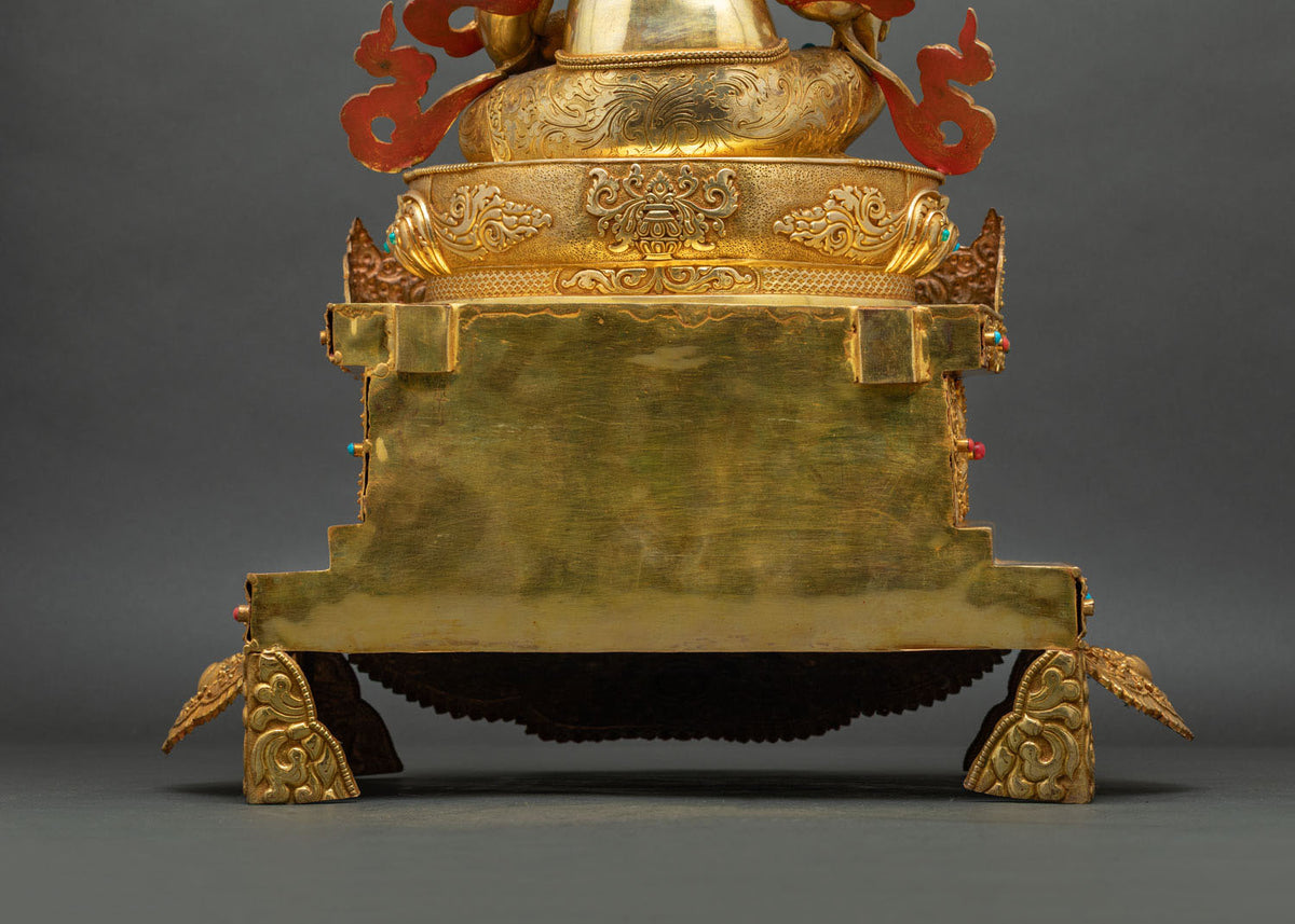 Enthroned Yellow Dzambhala Statue | 24K Gold Fire-Gilded Figurine