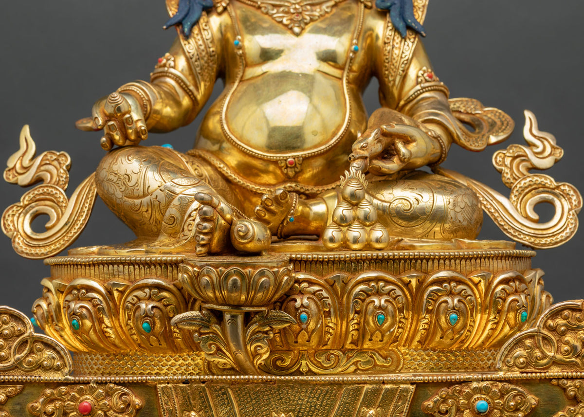 Enthroned Yellow Dzambhala Statue | 24K Gold Fire-Gilded Figurine