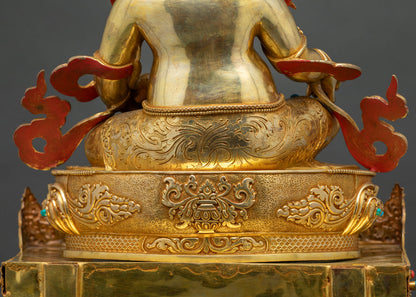 Enthroned Yellow Dzambhala Statue | 24K Gold Fire-Gilded Figurine