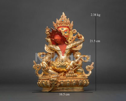 Red Dzambhala with Consort Statue | Buddhist Wealth & Prosperity Deity