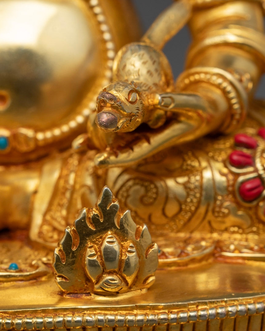 Yellow Dzambhala Mantra Statue | Handcrafted Tibetan Sculpture